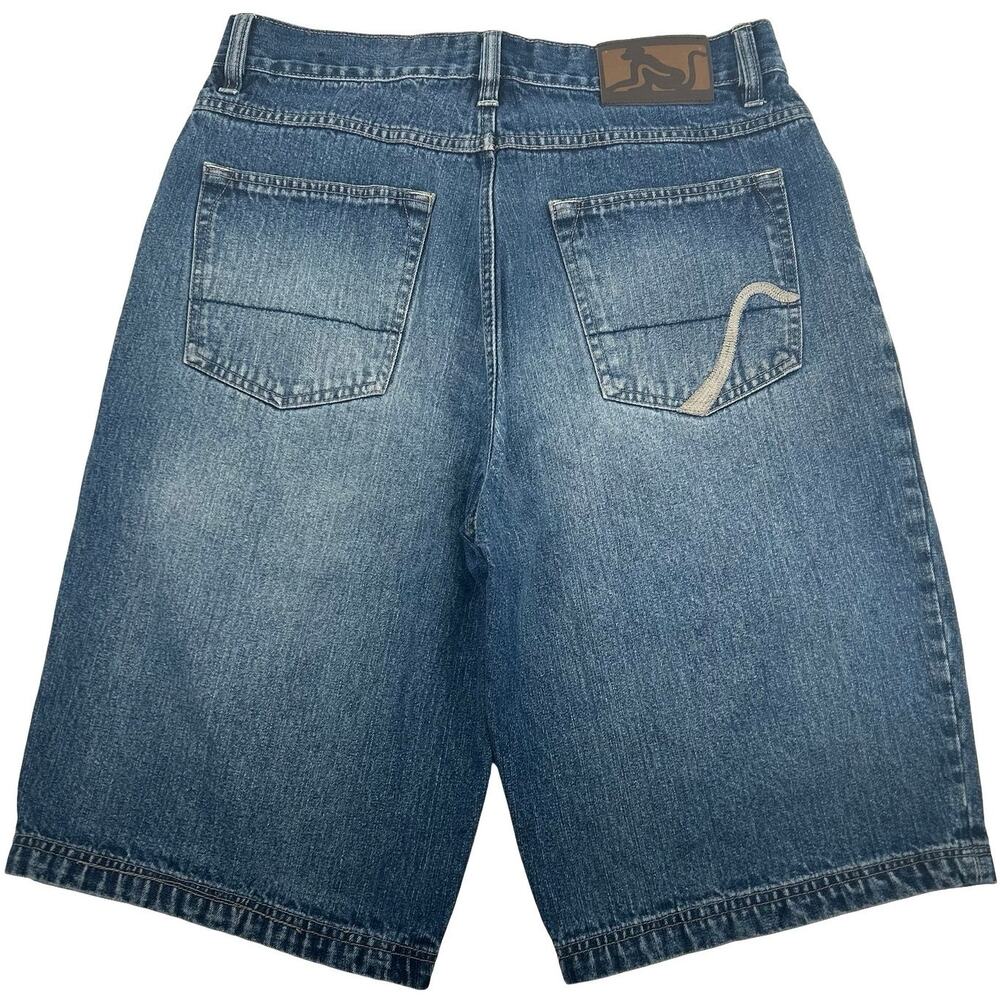 Vintage y2k Men's Drunknmunky Baggy Skater Blue Denim Jean Shorts Size 32x12.5"
